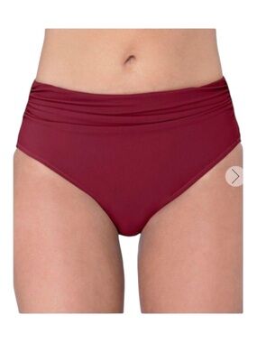 Profile By Gottex Swim Bottoms Tutti Frutti Shirred 10 Merlot Full Coverage NEW
